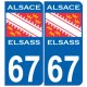 Alsace drapeau Actuel 67 Plaque sticker arrondi autocollant plaque immatriculation auto logo685496
