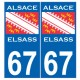 Alsace drapeau Actuel 67 Plaque sticker carre autocollant plaque immatriculation auto logo685496