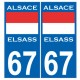 Alsace Elsass drapeau Historique 67 Plaque sticker carre autocollant plaque immatriculation auto logo32654