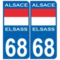 Alsace Elsass drapeau Historique 68 Plaque sticker arrondi autocollant plaque immatriculation auto logo52413