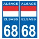 Alsace Elsass drapeau Historique 68 Plaque sticker carre autocollant plaque immatriculation auto logo52413