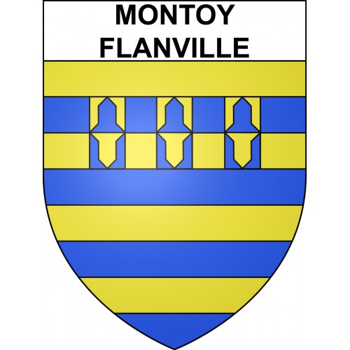 Pegatinas escudo de armas de Montoy-Flanville adhesivo de la etiqueta engomada