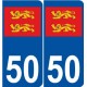 50 normandie autocollant plaque angle arrondi