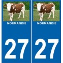 27 Normandie vache sticker autocollant plaque