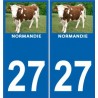 27 Normandie vache sticker autocollant plaque