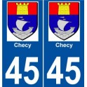 45 Checy city coat of arms sticker plate