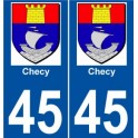 45 Checy ville blason autocollant plaque