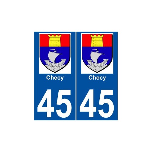 45 Checy ville blason autocollant plaque