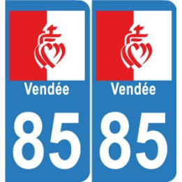 85 coeur Vendée autocollant plaque angles arrondis