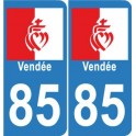 85 coeur Vendée autocollant plaque angles arrondis
