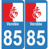 85 coeur Vendée autocollant plaque angles arrondis