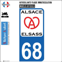 68 Alsace Elsass ville sticker autocollant plaque immatriculation moto