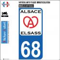 68 Alsace Elsass ville sticker autocollant plaque immatriculation moto