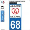 68 Alsace Elsass ville sticker autocollant plaque immatriculation moto 196
