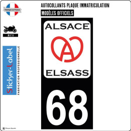 68 Alsace Elsass ville sticker autocollant plaque immatriculation moto