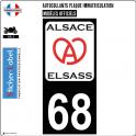68 Alsace Elsass ville sticker autocollant plaque immatriculation moto