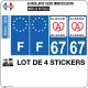 Lot de 4 stickers 67 Alsace Elsass ville sticker autocollant plaque immatriculation auto
