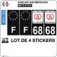 Lot de 4 stickers 68 Alsace Elsass ville sticker autocollant plaque immatriculation auto
