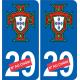 Croix du Portugal numéro au choix sticker autocollant plaque immatriculation auto
