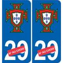Croix du Portugal numéro au choix sticker autocollant plaque immatriculation auto
