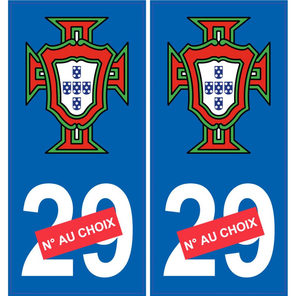 Croix du Portugal numéro au choix sticker autocollant plaque immatriculation auto