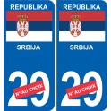 Republika Srbija numéro au choix sticker autocollant plaque immatriculation auto