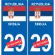 Republika Srbija numéro au choix sticker autocollant plaque immatriculation auto