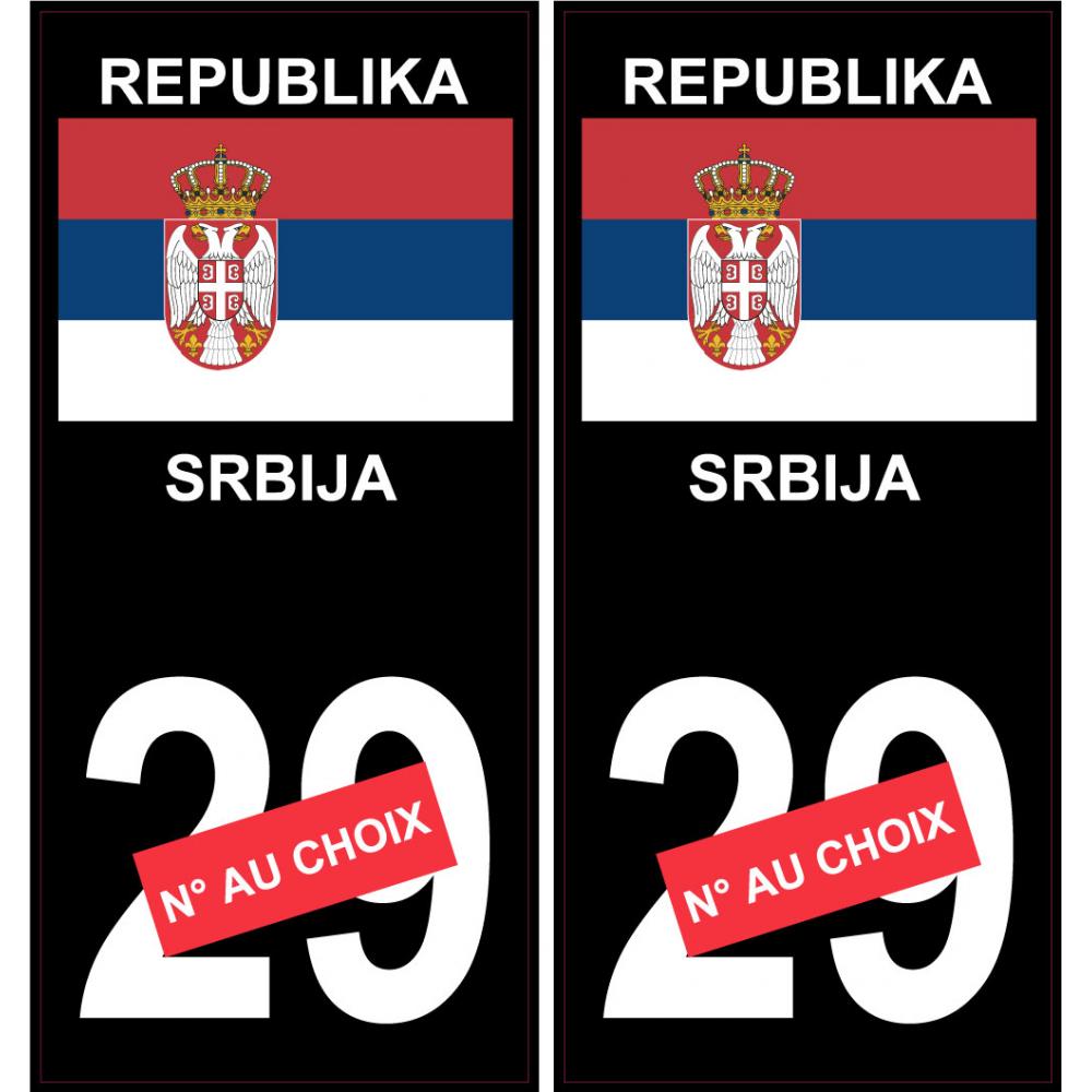 Republika Srbija numéro au choix fond noir sticker autocollant plaque immatriculation auto