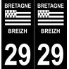 29 Finistère fond noir autocollant plaque