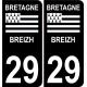 29, Finistère, bretagne, aufkleber platte
