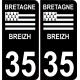 35 Ille et Vilaine fond noir Bretagne Breizh sticker autocollant plaque immatriculation auto