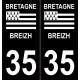35 Ille et Vilaine fond noir Bretagne Breizh sticker autocollant plaque immatriculation auto