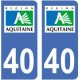 40 Landes autocollant plaque