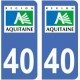 40 Landes autocollant plaque