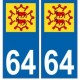 64 Bearn autocollant plaque