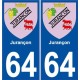 64 Jurançon blason autocollant plaque immatriculation ville