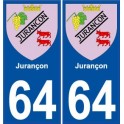 64 Jurançon blason autocollant plaque immatriculation ville