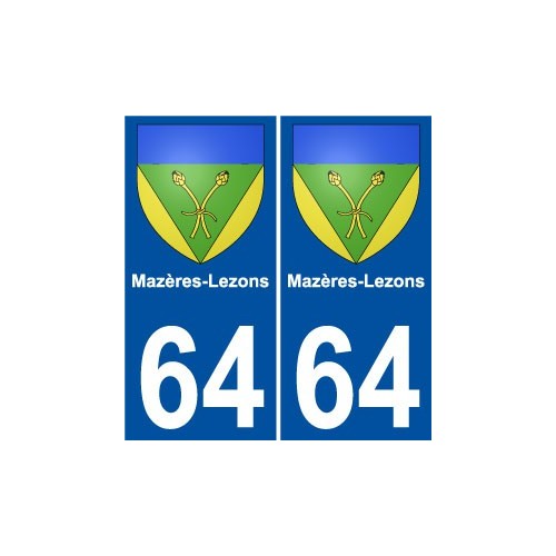 64 Mazères-Lezons blason autocollant plaque immatriculation ville sticker