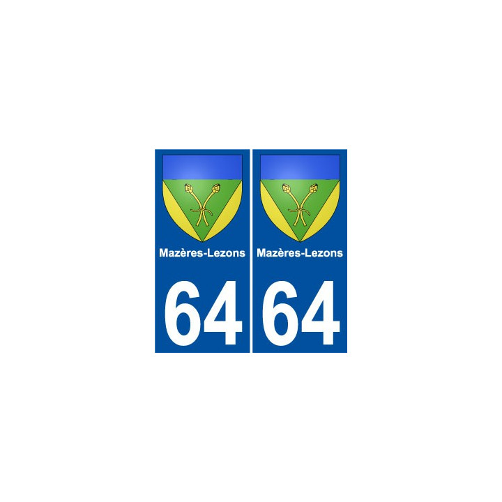 64 Mazères-Lezons blason autocollant plaque immatriculation ville sticker