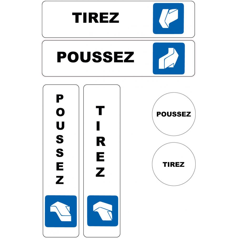étiquettes poussez tirez lot 6 autocollants horizontal vertical et rond adhésif sticker logo 2