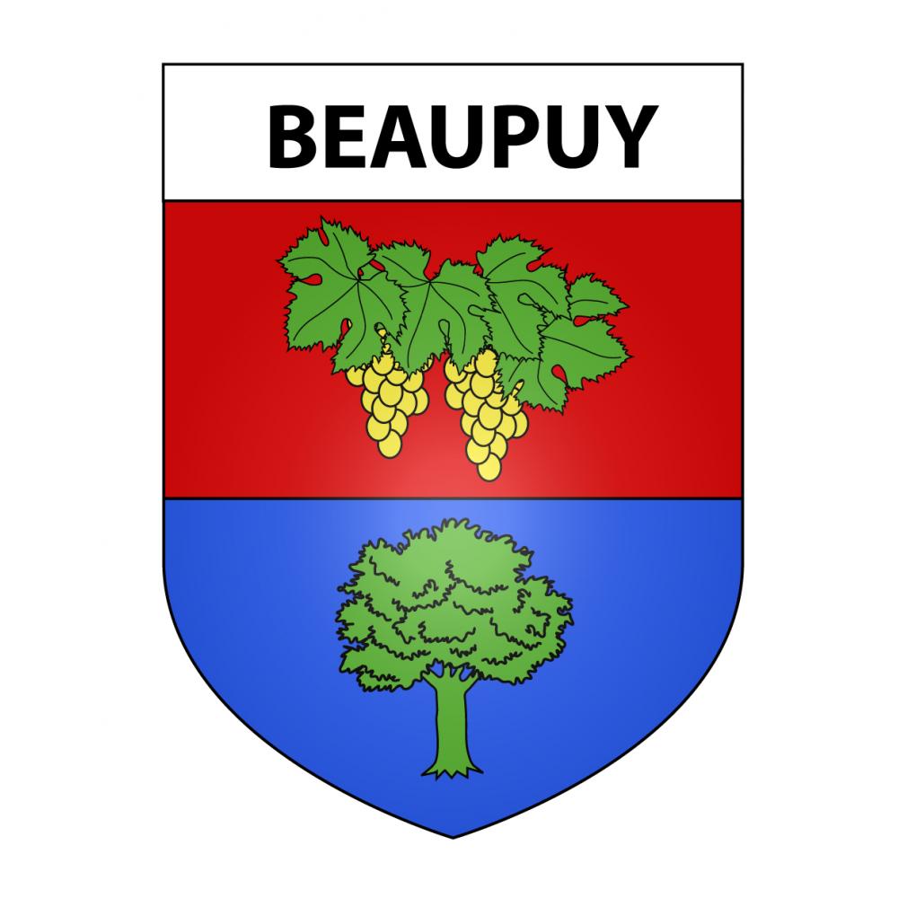 Pegatinas escudo de armas de Beaupuy adhesivo de la etiqueta engomada