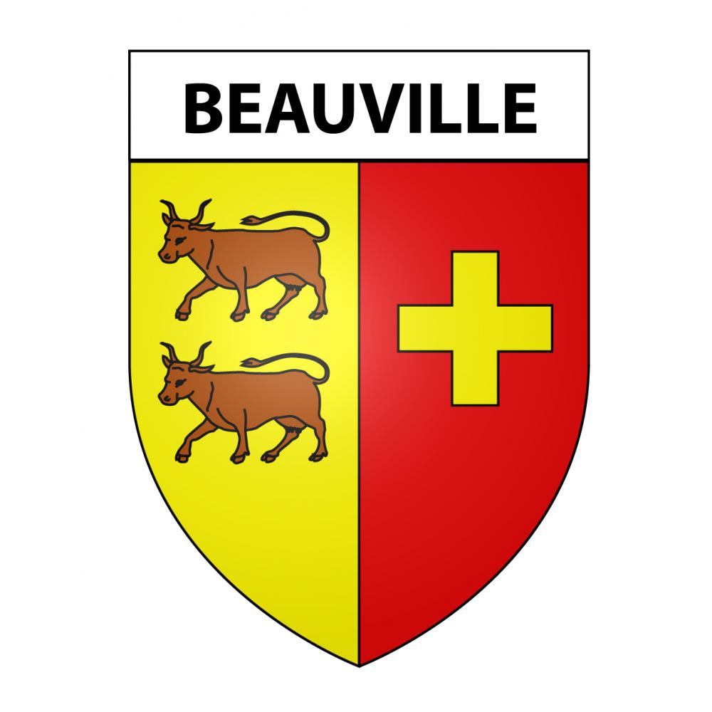 Pegatinas escudo de armas de Beauville adhesivo de la etiqueta engomada
