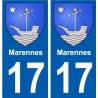 17 Marennes blason ville autocollant plaque