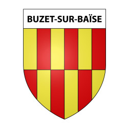 Pegatinas escudo de armas de Buzet-sur-Baïse adhesivo de la etiqueta engomada