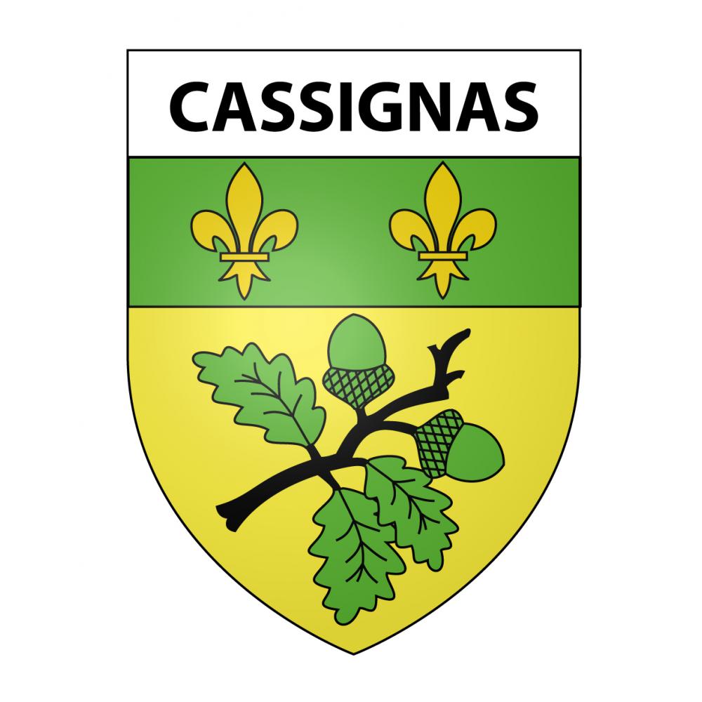 Pegatinas escudo de armas de Cassignas adhesivo de la etiqueta engomada