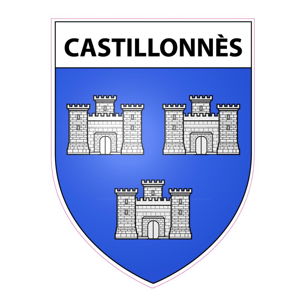 Castillonnès 47 ville sticker blason écusson autocollant adhésif