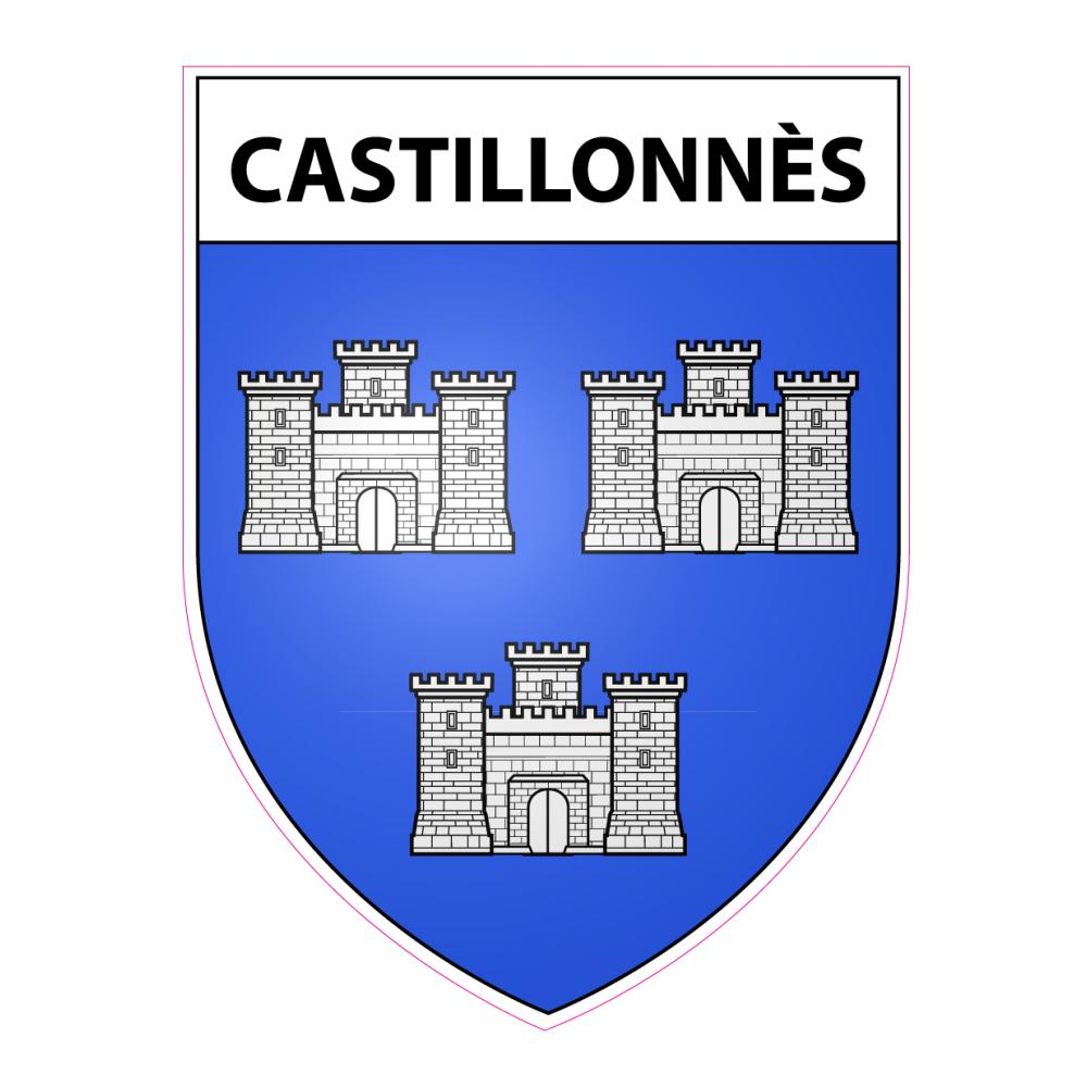 Pegatinas escudo de armas de Castillonnès adhesivo de la etiqueta engomada