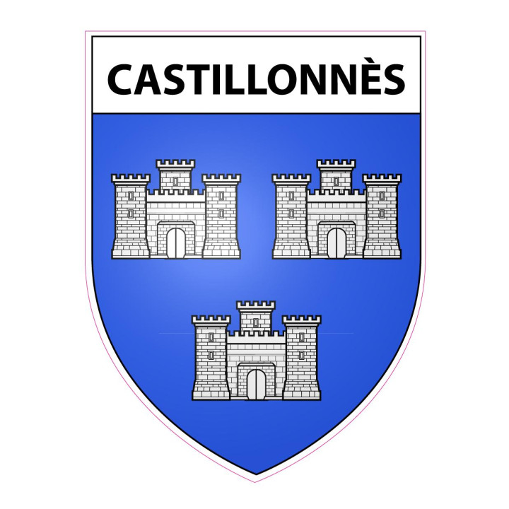 Pegatinas escudo de armas de Castillonnès adhesivo de la etiqueta engomada