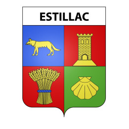 Pegatinas escudo de armas de Estillac adhesivo de la etiqueta engomada
