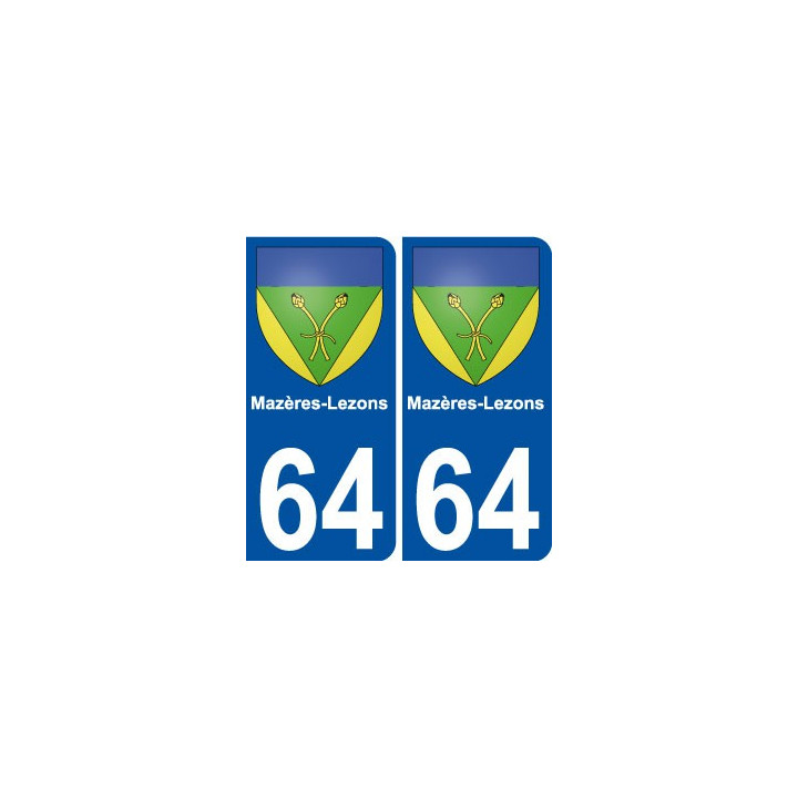 64 Mazères-Lezons blason autocollant plaque immatriculation ville sticker